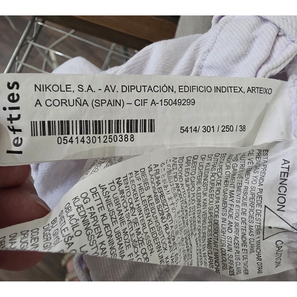 Lefties white Denim Women's 6/8 Wide Leg Raw Hem Distressed Jeans Y2K streetwear - Picture 5 of 10